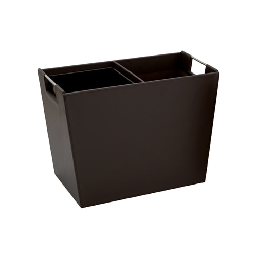 Liberty Dual Chamber 28 Quart Wastebasket/Recycle, Faux Leather with Metal Liners, Espresso